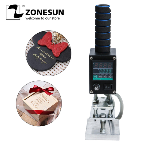 ZONESUN 8*10cm 500W Handheld Heat Press Machine leather wood paper manual logo embosser wood branding iron hot stamping machine ► Photo 1/6