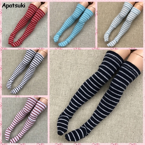 1pair Striped Stockings for Barbie Doll Thigh High Stockings For Blythe 1:6 Doll Long Sock For Momoko 1/6 Doll Accessories Kids ► Photo 1/6