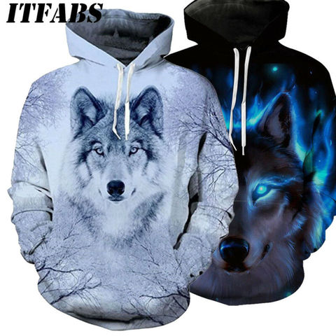 Autumn Winter Women Men Animal Graphic 3D Wolf Print Hoodie Sweater Sweatshirt 2022 Fahsion Long Sleeve Pullover Tops ► Photo 1/6