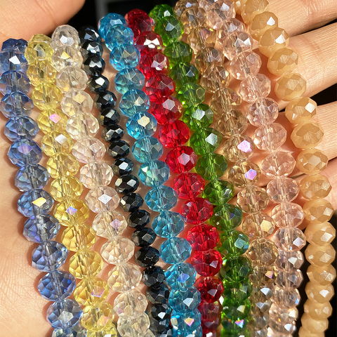 3 4 6 8mm Faceted Czech Crystal Glass Rondelle Beads Round Jades Loose Beads For Jewelry Making DIY Bracelet Accessories 15'' ► Photo 1/6