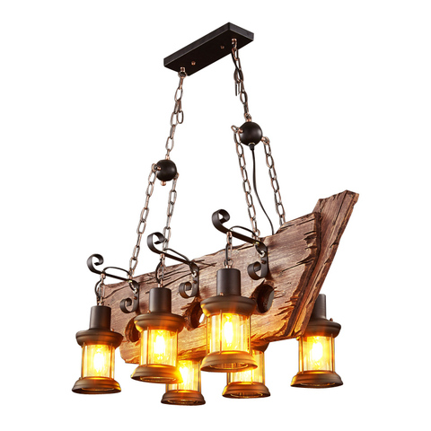 Vintage wood pendant lights ship lampshade Luminaire Suspension retro wood  hanging lamp for bar restaurant decorative Farmhouse ► Photo 1/6