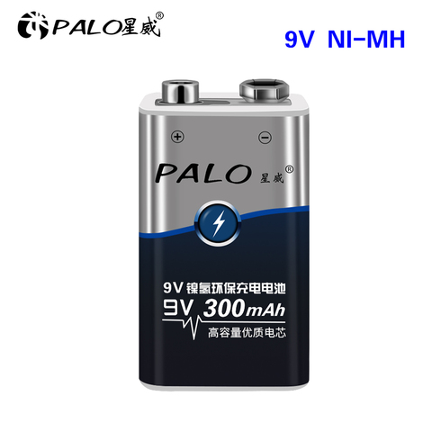 PALO 9V 6F22 Nimh 9v Rechargeable Battery 300mAh low self-discharged 9 volt battery ► Photo 1/6