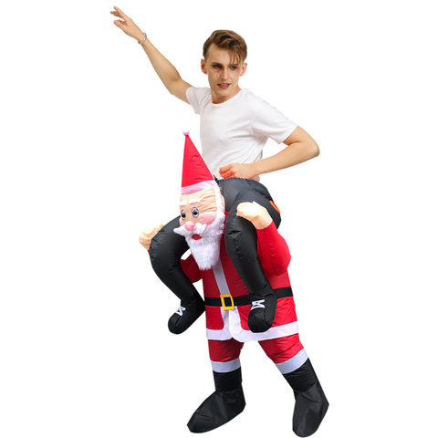 Christmas Inflatable Costumes Adult cosplay Costume Santa Claus Carry Back Ride on Mascot Pants With False Human Legs New Year ► Photo 1/6