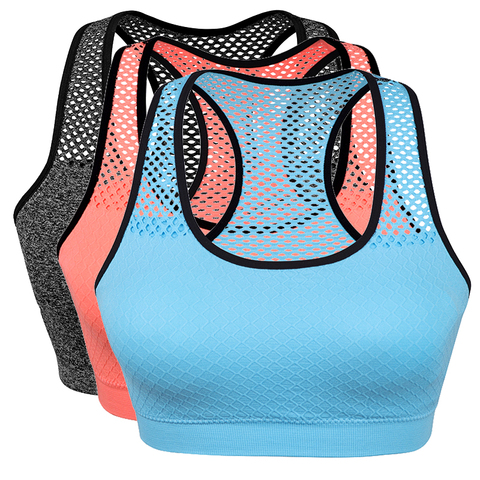 Quick Dry Mesh Sports Bras for Women Wireless Push Up Sports Bra Top Shockproof Fitness Gym Bra Removable Padded Yoga Bra ► Photo 1/6