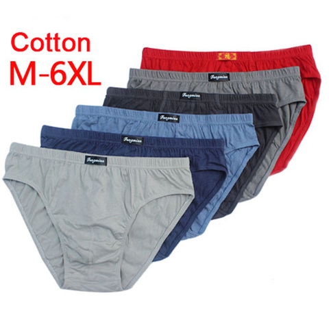 100% Cotton Mens Briefs Plus Size Men Underwear Panties 5XL/6XL Men's Breathable Panties Solid Sexy Comfortable Shorts ► Photo 1/6