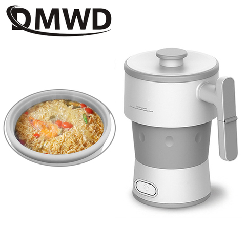 DMWD Travel foldable water heating pot silicone stainless steel mini electric kettle Camping Boiler anti-dry cup 110V 220V 0.8L ► Photo 1/1