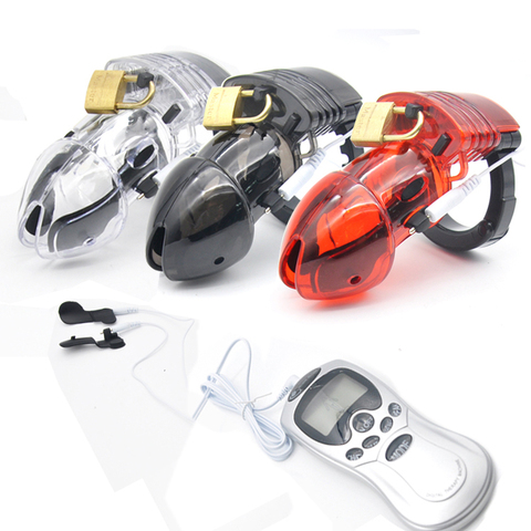 Factory Price Electro Shock Male Chastity Device Cock Cage With Adjustable Cuff Ring Adult Lock Belt Sex Toys A175 ► Photo 1/6