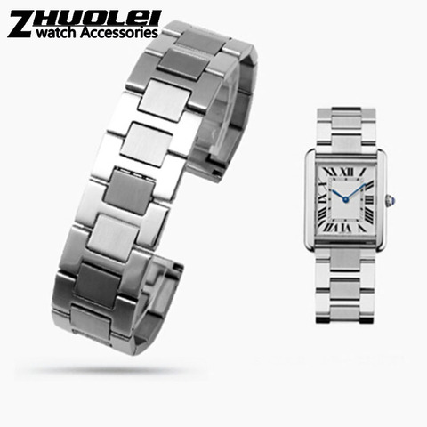 luxurious 316L Stainless Steel bracelet For TANK solo wristband high quality brand watchband 16mm 17.5mm 20mm 23mm silver color ► Photo 1/6