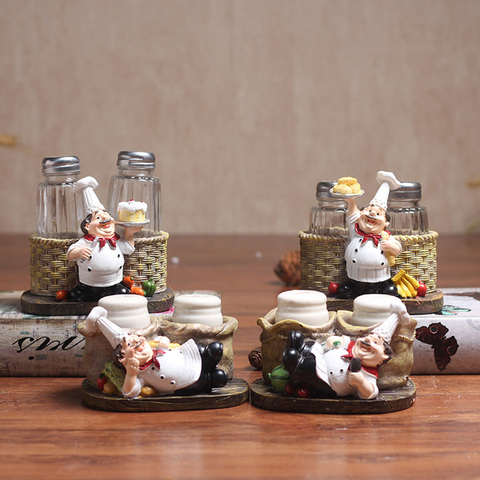 Crafts Chef Statue Salt Pepper Bottle Holder Statue Pepper Bottle Holder ► Photo 1/6