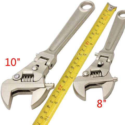 free shipping 8 inch 10 inch adjustable ratchet wrench with folding handle dual purpose socket wrench hand wrench spanner ► Photo 1/6