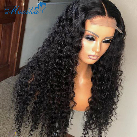 Deep Wave Closure Wig Human Hair Lace Frontal Wigs 180 Lace Front Wig Pre Plucked Bleached Knots Wigs Remy 4x4 Frontal Lace Wig ► Photo 1/6