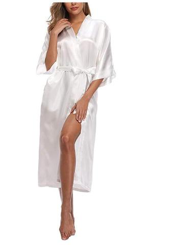 High Quality Black Women Silk Rayon Robe Sexy Long Lingerie Sleepwear Kimono Yukata Nightgown Plus Size S M L XL XXL XXXL A-050 ► Photo 1/6