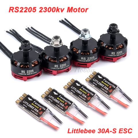 RS2205 2205 2300KV CW CCW Brushless Motor + LittleBee 30A BLHeli_S ESC for FPV RC Racing Drone Martian II QAV-R 220mm Chameleon ► Photo 1/6