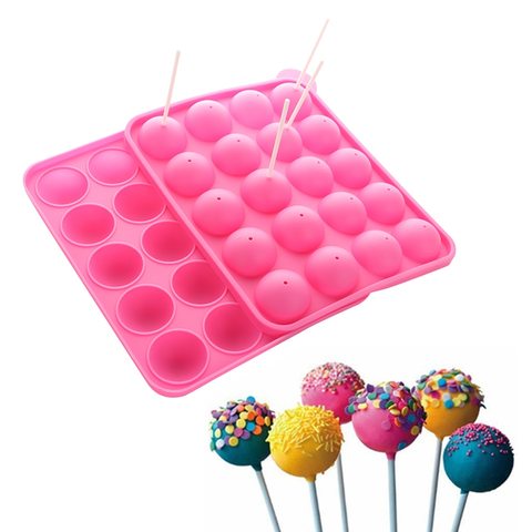 Silicone Lollipop Mold Candy Fondant Cakepop Mold 20 Ball Chocolate Mold Send 20 sticks Bakery Took DIY Tray Moulds set Baking ► Photo 1/6