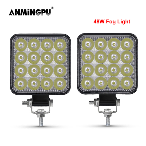 ANMINGPU 12V 24V 42W 48W LED Fog Light for Cars Off Road Truck Boat 4x4 ATV Spot Beam LED Work Light Auto Daytime Running Light ► Photo 1/6