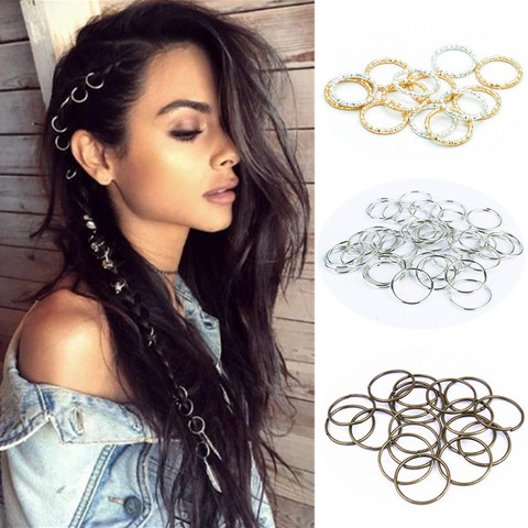 50 Pcs Golden/ Silver  Hair Braid Dreadlock Beads Cuffs Rings Tube Accessories Hoop Circle Approx 10-12mm Inner Hole Hair Rings ► Photo 1/6