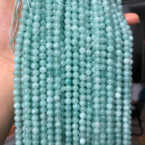 6/8/10/12mm Natural Stone Blue Amazonite Color Crystal Beads Loose Spacer Angelite Stone Beads For Jewelry Making Diy Bracelets ► Photo 1/5