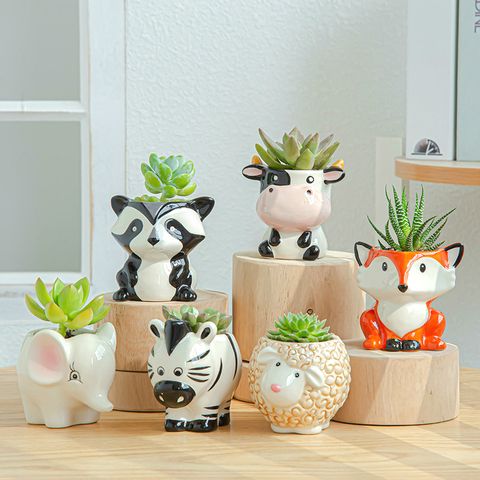 Cute Animal Flower Pot Planter Indoor Ceramic Vase Desktop Ornaments Home Decor Garden Decoration Succulent Plant Pot ► Photo 1/6