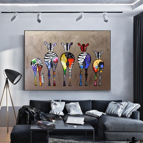 Abstract Zebra On The Wall Oil Painting on Canvas Posters and Prints Cuadros Wall Art Pictures For Living Room ► Photo 1/6
