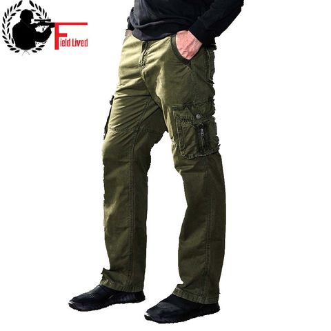 Military Pants Men's Cargo Casual Pants Combat Army Style Tactical Work Cotton Male Trouser Multi Pocket Loose Jogger Grey Green ► Photo 1/1