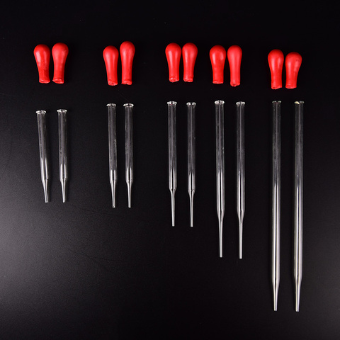 2Pcs Transfer Pipette Lab Supplies With Red Rub 9cm/10cm/12cm/15cm/20cm Durable Long Glass Experiment Medical Pipette Dropper ► Photo 1/6