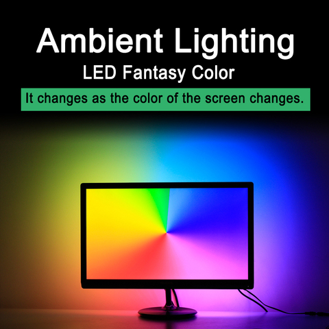 Ambient Backlight  Kit USB LED Strip Light 5050 RGB Dream Color for Desktop Computer Screen Tape 1M 2M 3M 4M DC12V Full Set ► Photo 1/6