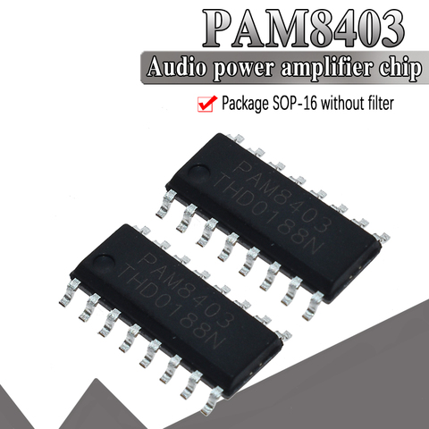 10PCS PAM8403 Filterless 3W Class-D Stereo Audio Amplifier chip SOP-16 SOP16 8403 ► Photo 1/6