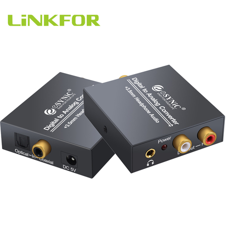LiNKFOR Digital to Analog Analogue Audio Converter DAC Adapter 96Khz 24-bit S/PDIF Optical Toslink Coaxial to Analog RCA 3.5mm ► Photo 1/6