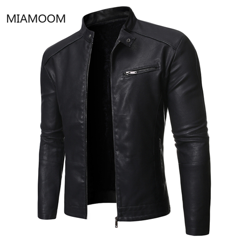 MIAMOOM  New Autumn Winter 2022 Men's Biker Outerwear Leather Jacket Wind Proof Coats ► Photo 1/6