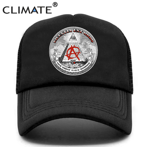 CLIMATE New Anarchy Cap Men Anarchism Anarchist Trucker Cap Summer Cool Cap Mesh Black Baseball Net Trucker Cap Hat for Men ► Photo 1/6