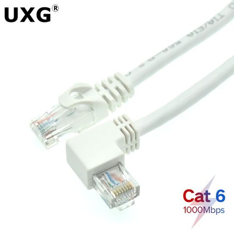 Cat 6e RJ45 cable CAT6 8pin UTP Side Angled L Shape RJ45 Patch Cord Shape Ethernet Cable 6e Lan Short Cable Gigabit CAT6 Elbow ► Photo 1/6