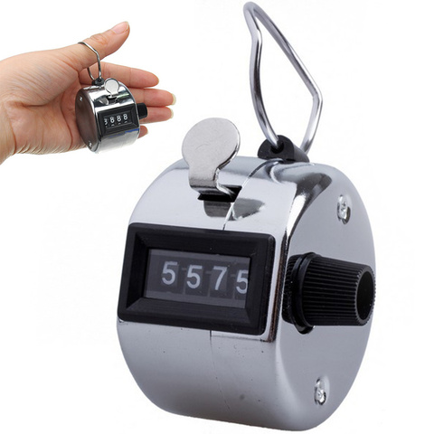 Hand Digital Counter with Metal Lap Tally Counter Handheld Clicker 4 Digits Chrome Golf People Counting ► Photo 1/6