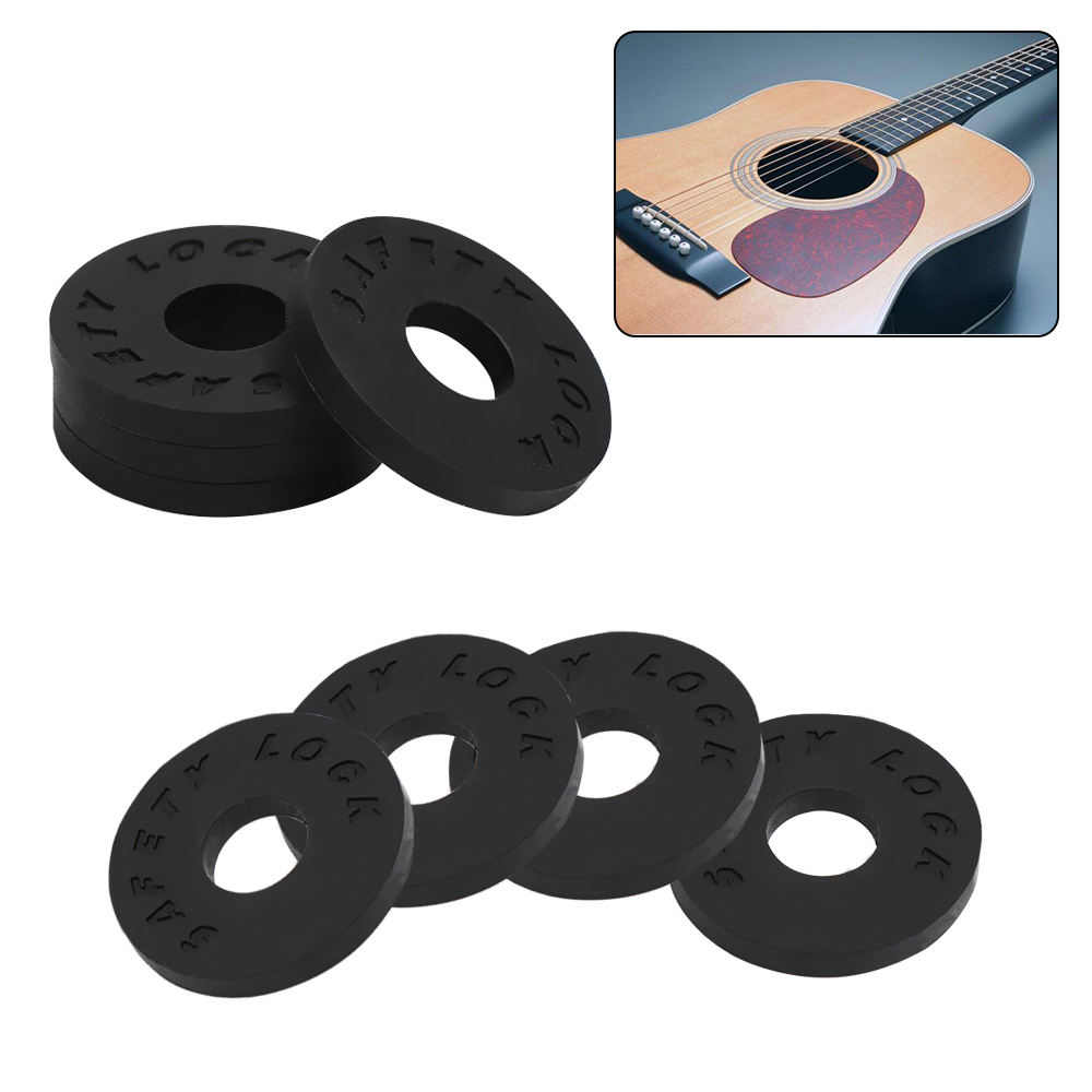 4pcs Bass Guitar Strap Locks Blocks Rubber Material Guitar Parts Accessories, Size: 2.5, Red