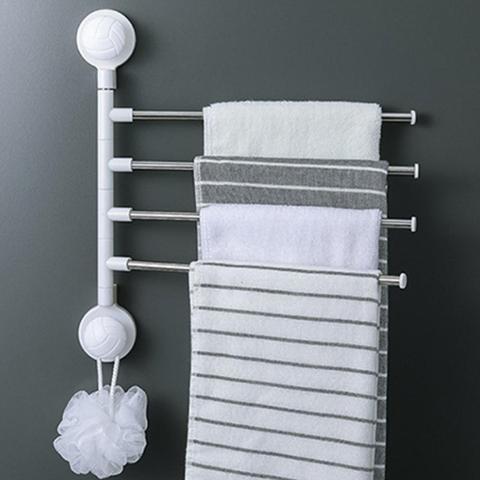 Towel Rack Wall-Mounted Bathroom Hanging Holder Three-rod Four-rod 360 Degree Rotating Towel Shelf Bathroom Household Towel Rod ► Photo 1/6