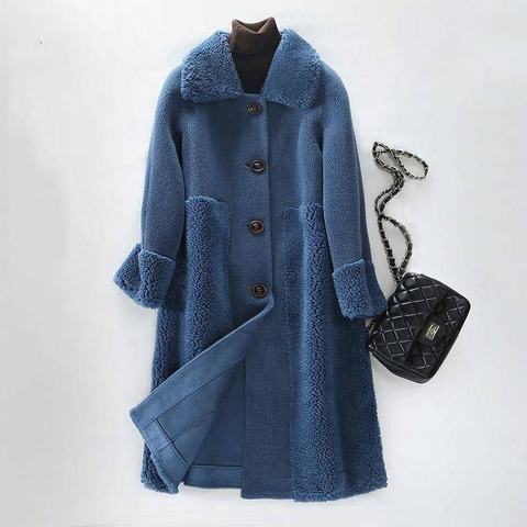 Women 2022 Winter Real Fur Coat Soft Natural Sheep Shearing Wool Jacket Female Plush Genuine Lamb Fur Liner Overcoat Hiver K325 ► Photo 1/6