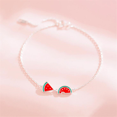 New Creative Simple Cute Watermelon Fashion 925 Sterling Silver Jewelry Personality Sweet Epoxy Fruit Bracelets  SB181 ► Photo 1/5