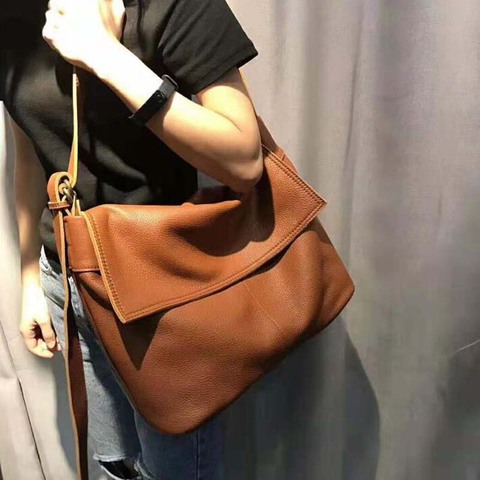 Luxury Leather Handbags Women Bags Vintage Tote Ladies Cowhide Leather Big Capacity Messenger Shoulder Bags Bolso Mujer ► Photo 1/6