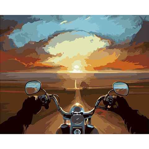GATYZTORY DIY Painting By Numbers Motorcycle Landscape oil paint by numbers Drawing By Numbers Unique Gift Home Decor ► Photo 1/6
