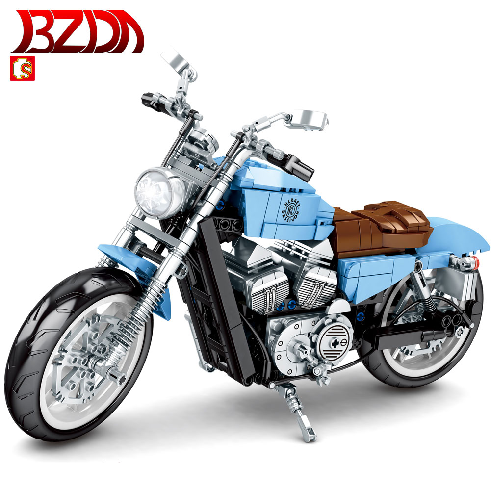 Technic Harley davidson Motorcycle Exploiture Model Building Bricks Block Set 