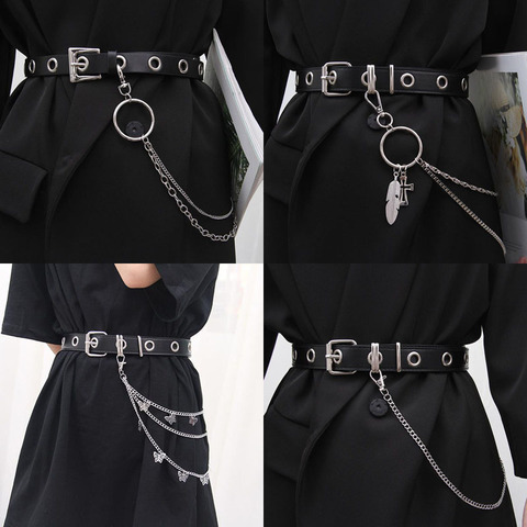 Punk Hip-hop Trendy Single/Three Layer Belt Key Chain Waist Pants Chain  Jeans Long Metal Clothing Accessories Jewelry Fashion