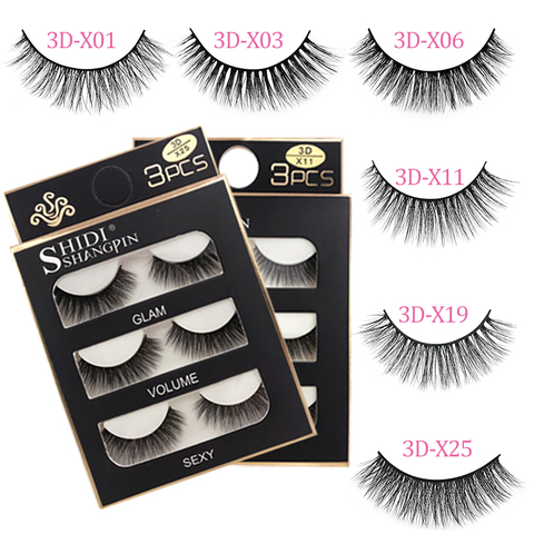 SHIDISHANGPIN 3 pairs 29 styles False Eyelashes Natural Long 3D Faux Mink Hair Soft  Fluffy Wispy Handmade Lashes Eye Maquiagem ► Photo 1/6