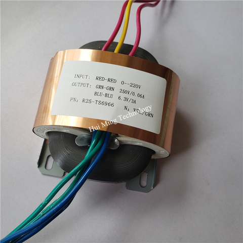 250V 0.06A 6.3V 3A Transformer R Core R25 custom transformer 220V 30VA with copper shield for Pre-amplifier power supply ► Photo 1/1