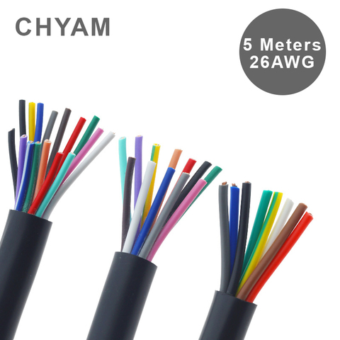 Cable Black 26AWG 0.12mm2 Copper Wire 2/3/4/5/6/7/8/10/12/14/16/20 Core Pins Control Signal Line RVV ► Photo 1/4