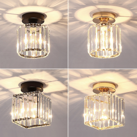 Led Ceiling Lights Crystal Lampshade Balck Gold Plafonnier Living Room Bedroom Modern Round Square Decorative Ceiling Lamp E27 ► Photo 1/6