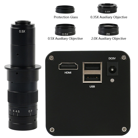 FHD 1080P SONY IMX290 Autofocus Measuring Video Microscope Camera + 180X C Mount Lens + 0.5x 1x 0.35x 2.0x Barlow objective lens ► Photo 1/6