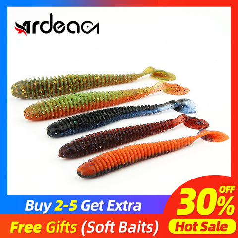 ARDEA Artificial Silicone Soft Bait 10pcs 75-86mm 2-3g Worms Swimbaits Fishing Lure T-Tail Baits Bass Fly Fishing Bait grub lure ► Photo 1/6