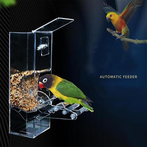 Automatic Bird Feeder Acrylic Parrot Seed Food Container Bird Cage Accessories for Parakeet Canary Cockatiel Bird Feeding Device ► Photo 1/6
