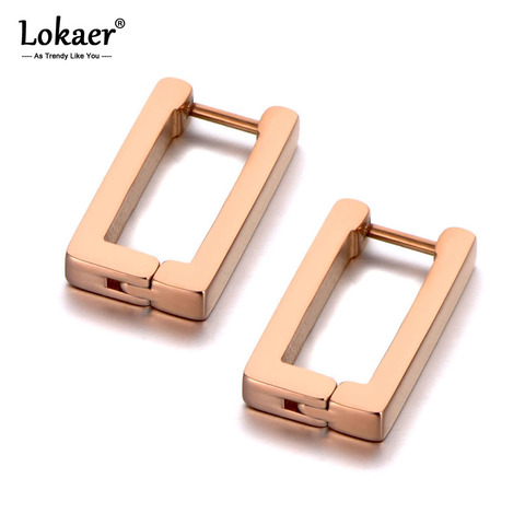 Lokaer Original Design Titanium Stainless Steel Simple Hoop Earrings Bohemia Geometry Square Earrings Jewelry For Women E19325 ► Photo 1/6