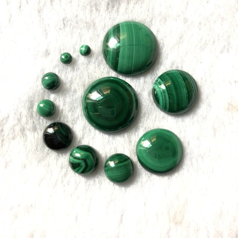 100% Natural Malachite Bead Cabochon 4,6,10 12mm 16mm 20mm Round Gem Stone Jewelry Cabochon Ring Face,Flat Bottom,2pcs/lot ► Photo 1/6