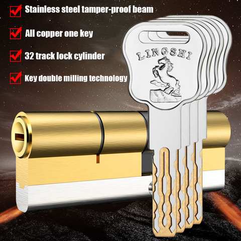 European American standard anti-theft door lock core Gate lock living room door lock cylinder stainless steel brass lock 10 keys ► Photo 1/6